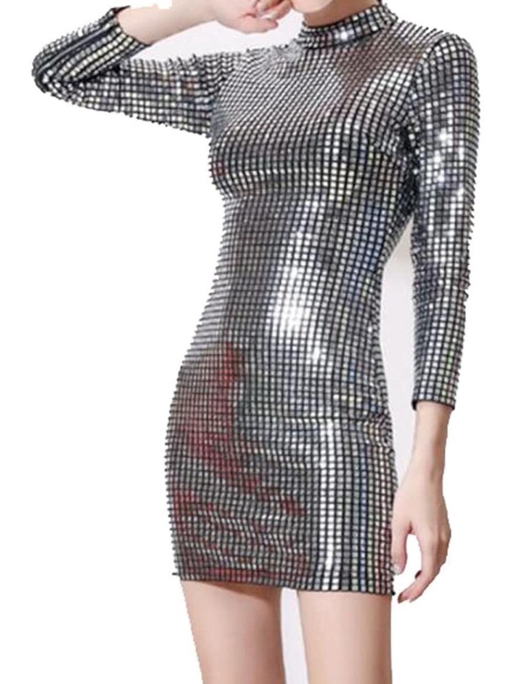 Silver Sequin Bodycon Mini Dress - Women's Party Dress